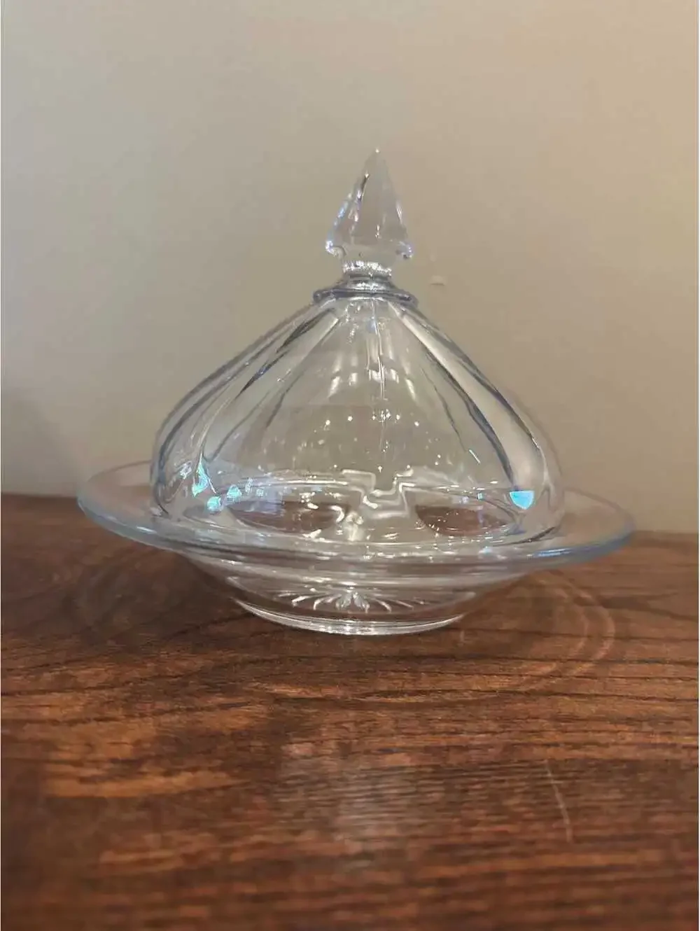 Vintage Anchor Hocking Glass Lidded Butter Dish Cheese Cloche Candy Dish